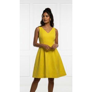 Just...Taylor Yellow Textured Fit-and-Flare Dress